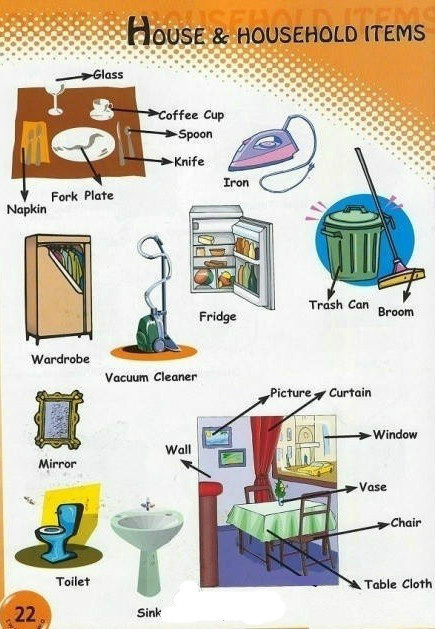 Everyday Household Items Illustrated Vocabulary Guide